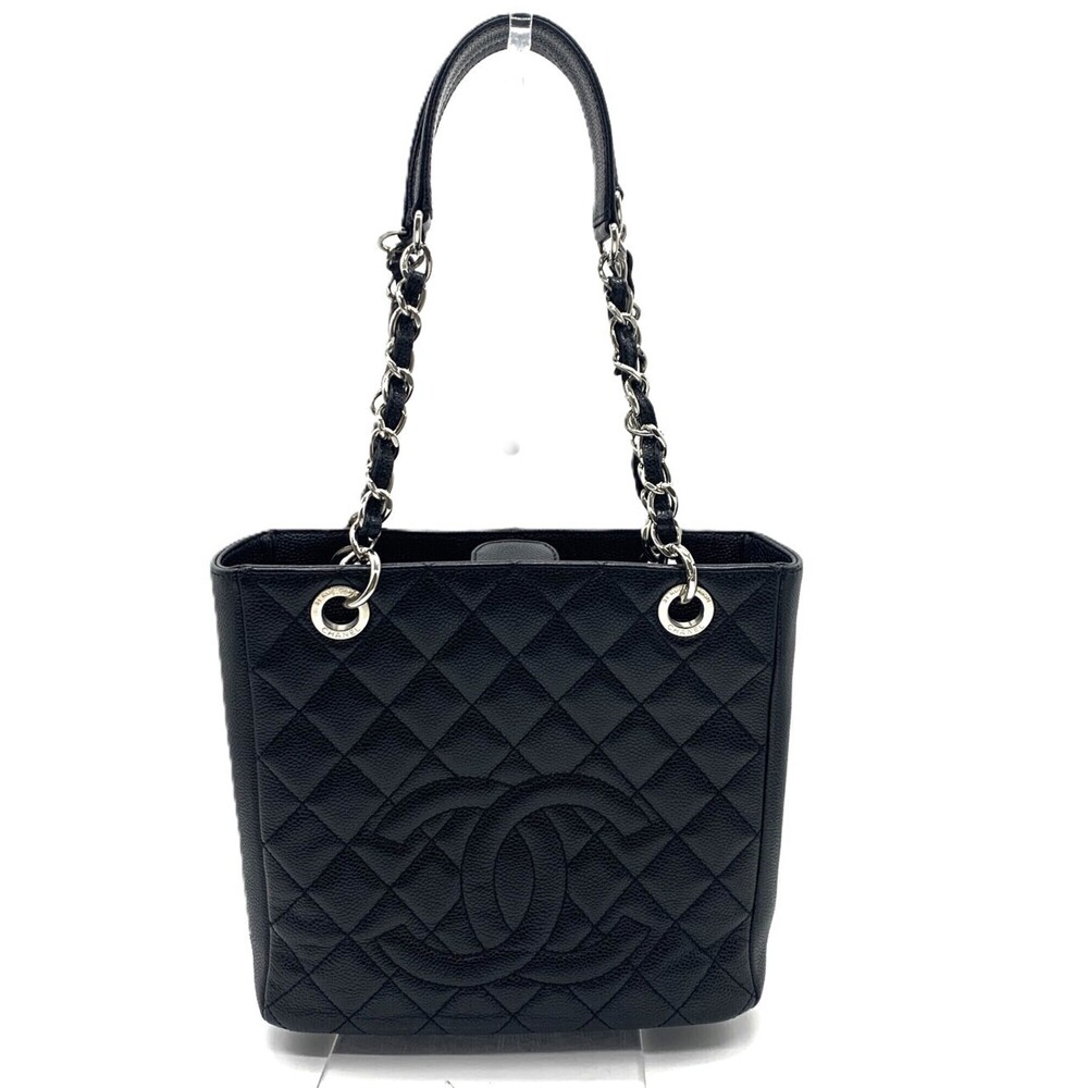 Chanel Caviar Skin Coco Mark PST Chain Shoulder Tote Bag